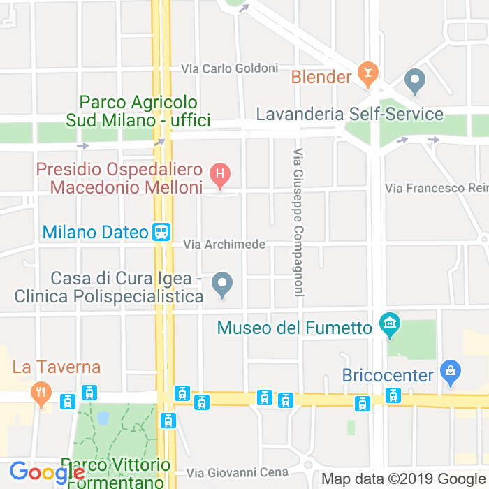 CAP di Via Giuseppe Piolti De Bianchi a Milano