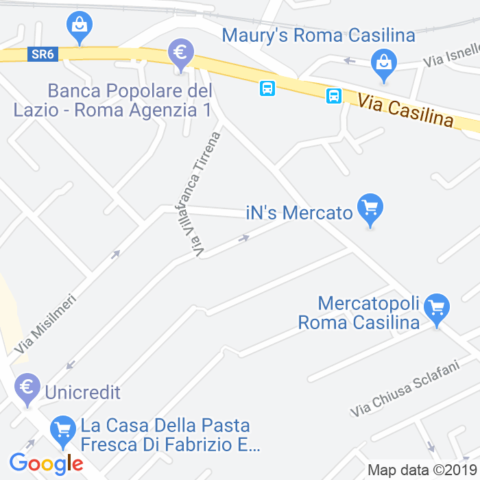 CAP di Via Villafranca Tirrena a Roma